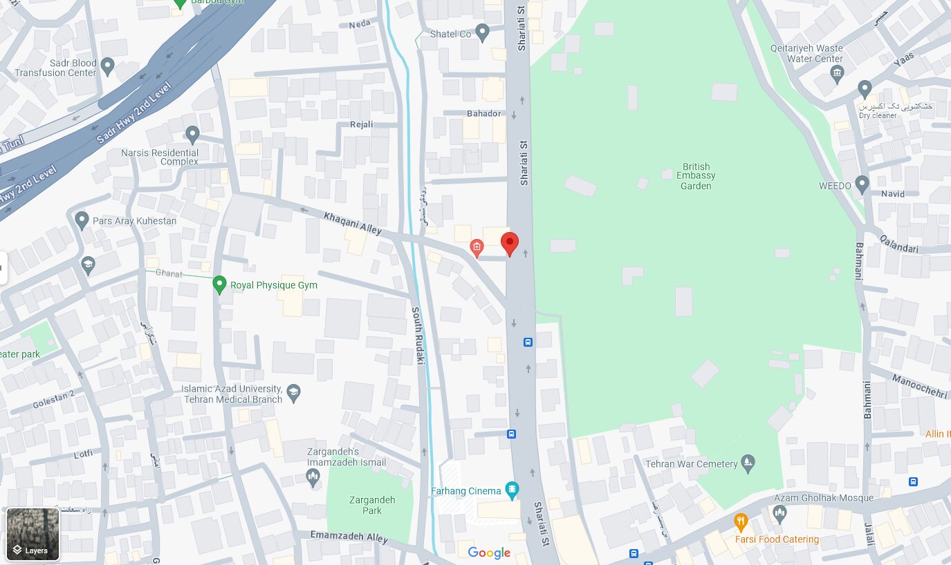 تهران، خیابان شریعتی، بالاتر از دولت،  روبروی درب باغ سفارت،كوچه آفتاب، پلاک ١٦٥٤، طبقه ٤، واحد ١٦، دفتر ترجمه دکتر اسماعیل فرنود.